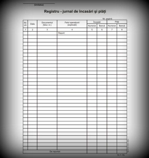 Registru jurnal de incasari si plati